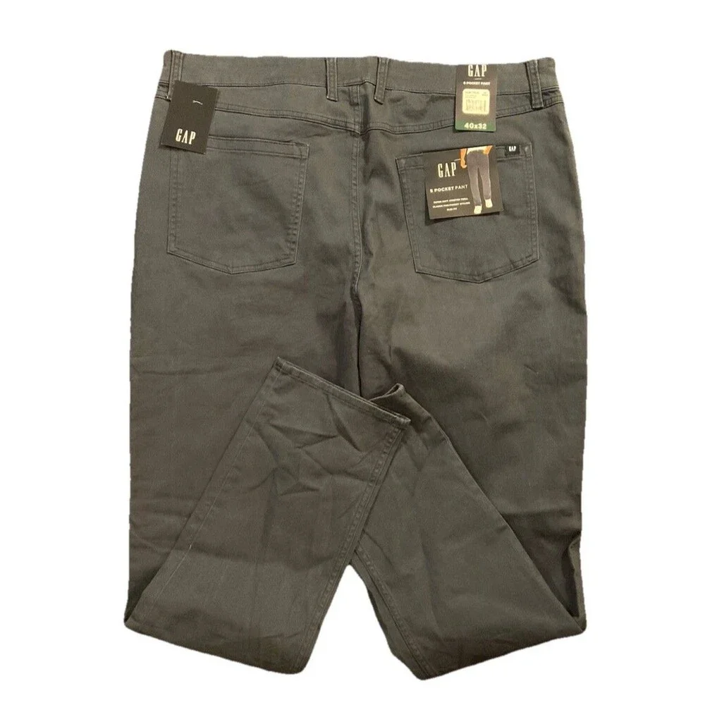 GAP 5 Pockets Utility Pants Men’s 40X32 Stretch Twill Slim Gray Trousers